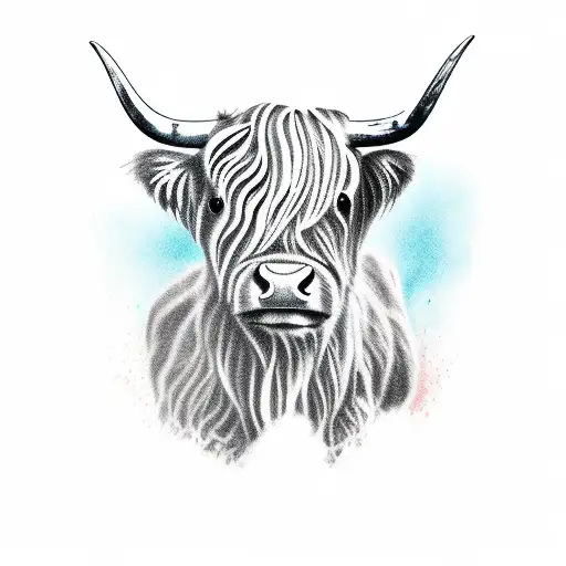 highland cow tattoo design idea