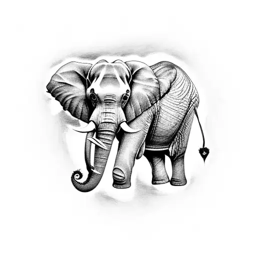 Elephant With Roses and Sunflowers tattoo design idea