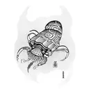 hermit crab and jellyfish tattoo design idea
