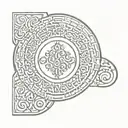 inscription with patterns looped in a circle tattoo design idea