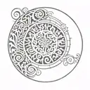 inscription with patterns looped in a circle tattoo design idea