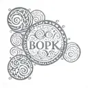 inscription with patterns looped in a circle tattoo design idea