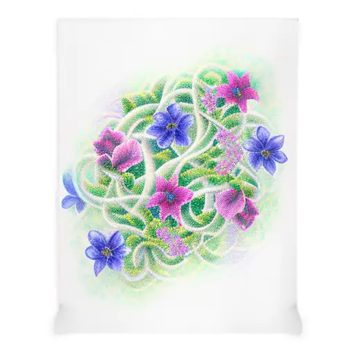 narrow banner flower and vines tattoo design idea