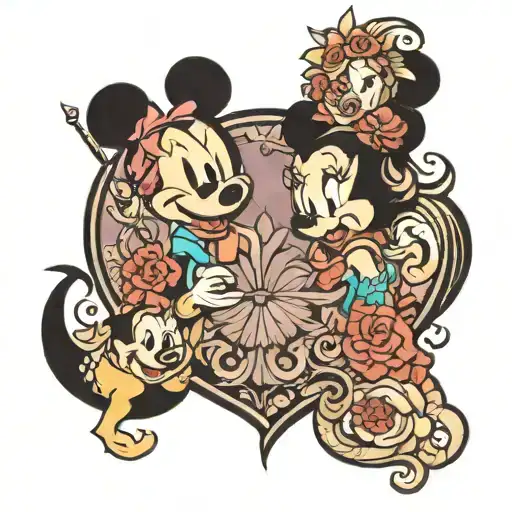 Disney characters incorporated tattoo design idea