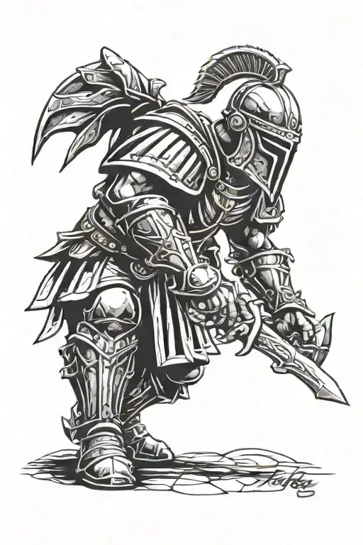 gladiator with sword shield and helmet black and white tattoo tattoo design idea