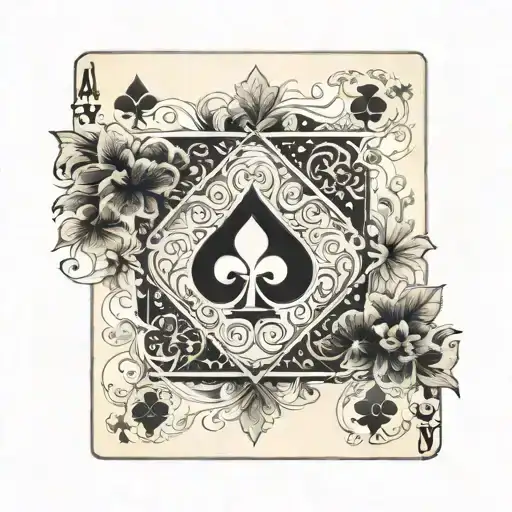 five leaf clover and ace of spades card design featuring tattoo design idea