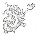 hotdog throwing a Shaka sign black and white outline  tattoo design idea