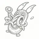 hotdog throwing a Shaka sign black and white outline  tattoo design idea