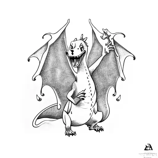  one piece charizard taxi tattoo design idea