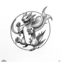  one piece charizard taxi tattoo design idea