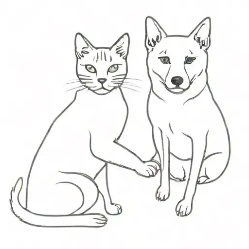 animal lover (cat and dog)  tattoo design idea