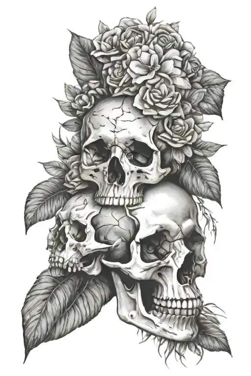 bear skull and Maria Magdalena tattoo design idea