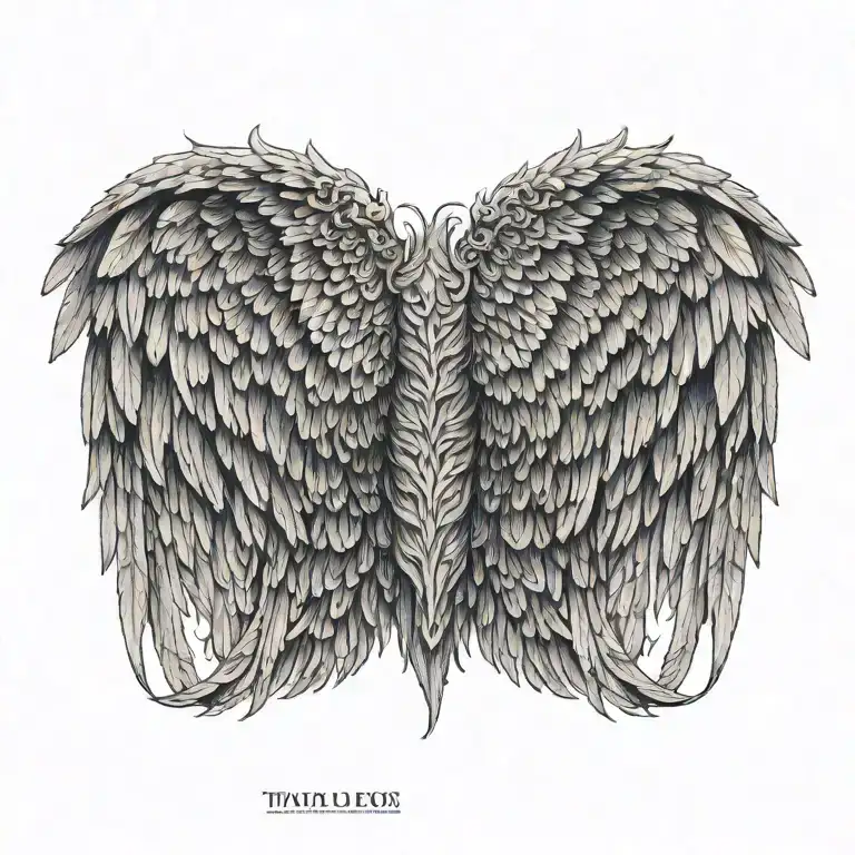 big long angel wings spread tattoo design idea