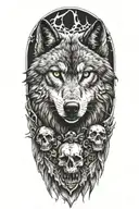 wolf with skulls surrounded tattoo design idea