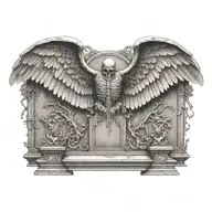 tombstone with wings spread wide tattoo design idea