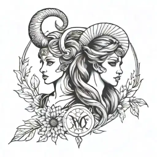 aries and virgo zodiac sign tattoo tattoo design idea