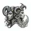 aries and virgo zodiac sign tattoo design idea