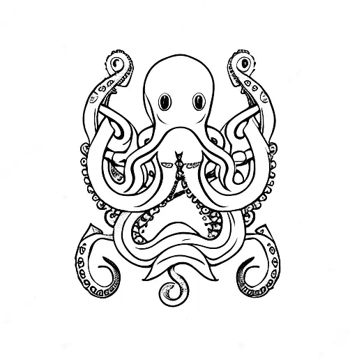nautical kraken octopus shark ship sea tattoo design idea