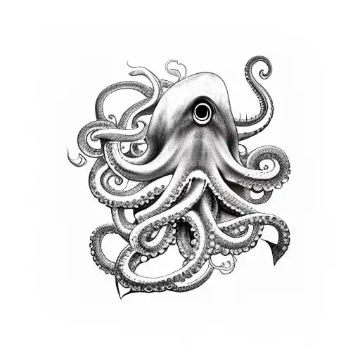 nautical kraken octopus shark ship sea tattoo design idea