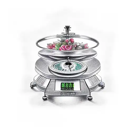 weighing machine tattoo design idea