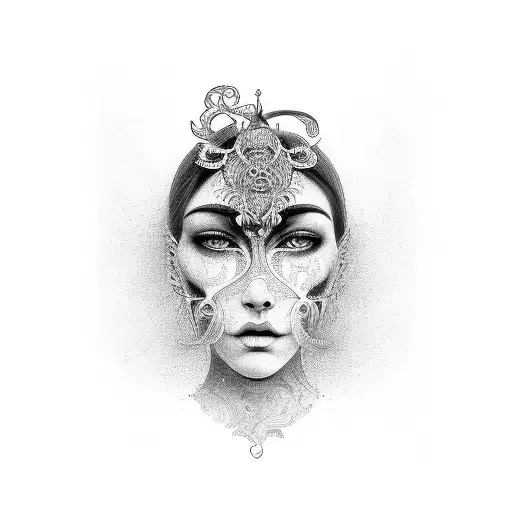 antiquity face tattoo design idea