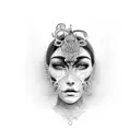 antiquity face tattoo design idea