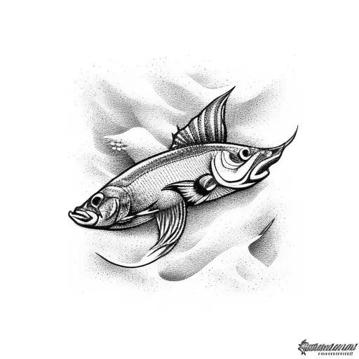 Dotwork Fish Hook Tattoo Idea - BlackInk AI