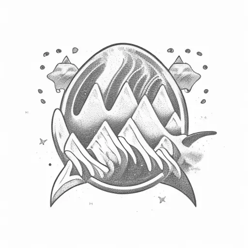 Barrel, Ocean Wave, Sunset, Stars tattoo design idea