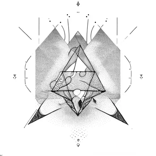 Triangle, braking wave, sunset tattoo design idea