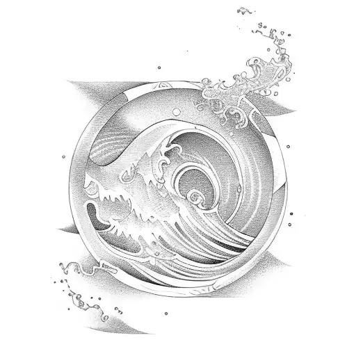 Ocean Wave Barrel tattoo design idea