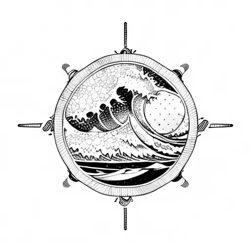 ocean wave surfing barrel  tattoo design idea