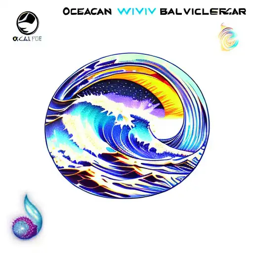 Ocean Wave barrel sunset stars  tattoo design idea
