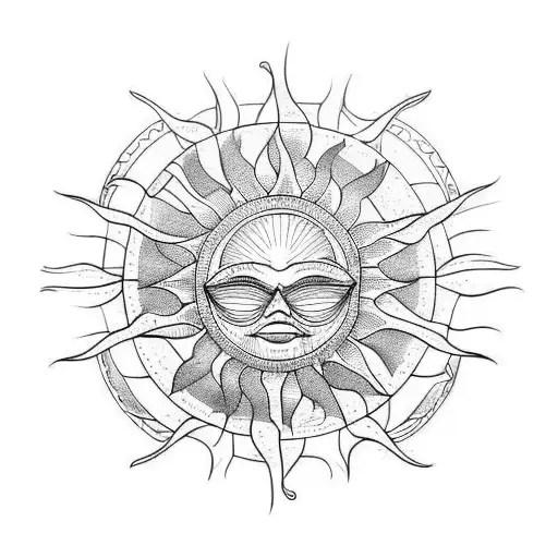 breaking wave barrel sun tattoo design idea