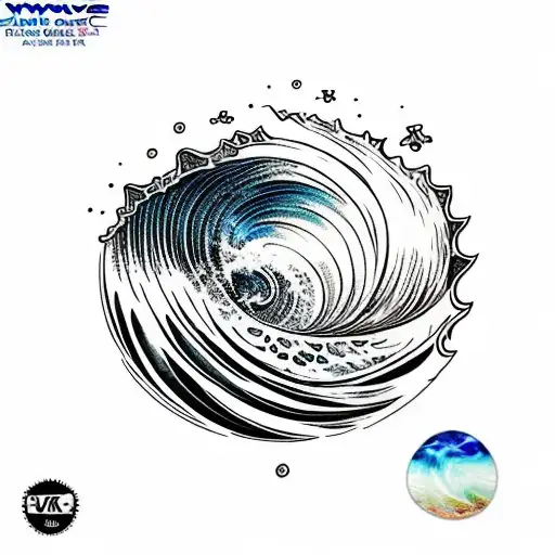 ocean wave stars barrel triangle sunset tattoo design idea
