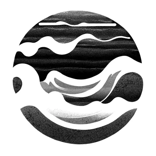 Ocean Wave Barrel Sunset Stars tattoo design idea