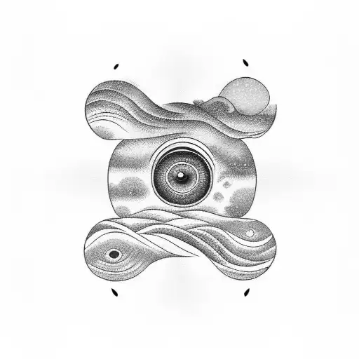 Eye Ocean Wave Sunset tattoo design idea