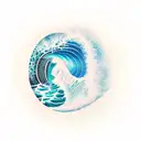 ocean wave surfing barrel triangle sunset tattoo design idea