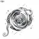 ocean wave stars barrel triangle sunset tattoo design idea