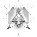 Triangle, braking wave, sunset tattoo design idea