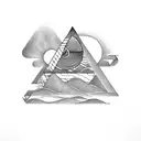 Triangle, braking wave, sunset tattoo design idea