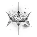 Triangle, braking wave, sunset tattoo design idea