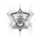 Triangle, braking wave, sunset tattoo design idea