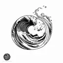 ocean wave barrel fine line  tattoo design idea