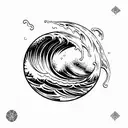 ocean wave barrel fine line  tattoo design idea