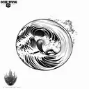 ocean wave barrel fine line  tattoo design idea