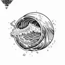 ocean wave barrel fine line  tattoo design idea