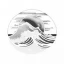 Ocean Wave, Barrel, Surf, Sunset, Stars tattoo design idea