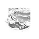 Ocean Wave, Barrel, Surf, Sunset, Stars tattoo design idea