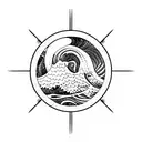 ocean wave surfing barrel  tattoo design idea