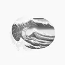 ocean wave surfing barrel triangle sunset tattoo design idea